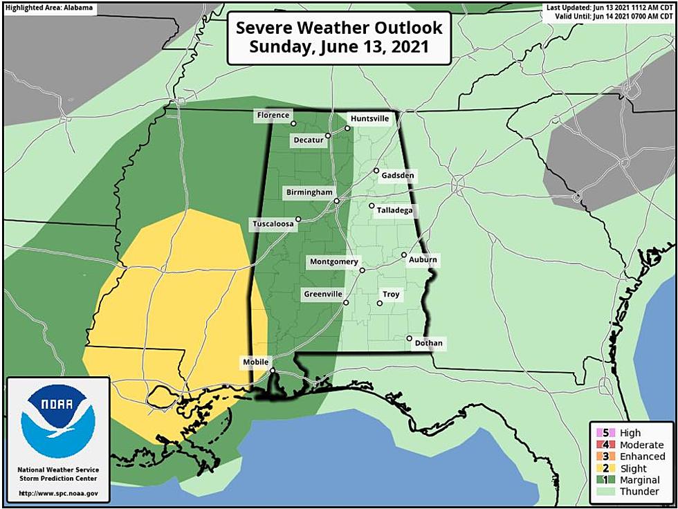 West Central Alabama Under Marginal Risk for Severe Storms