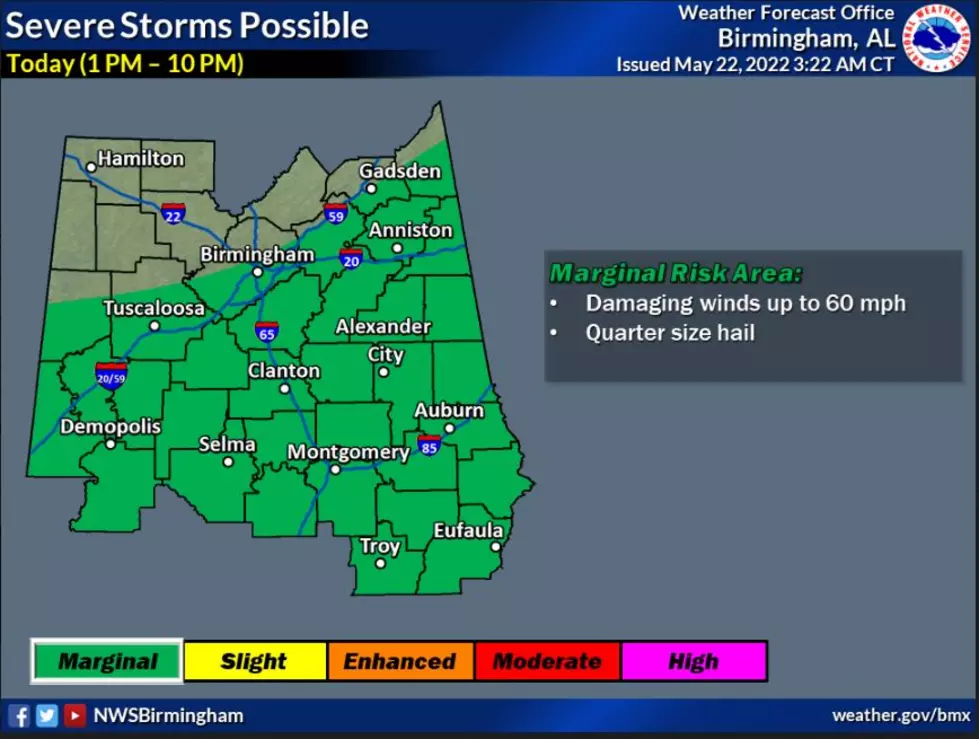 Along, South of I-59 in Alabama Can Expect Strong, Severe Thunderstorms