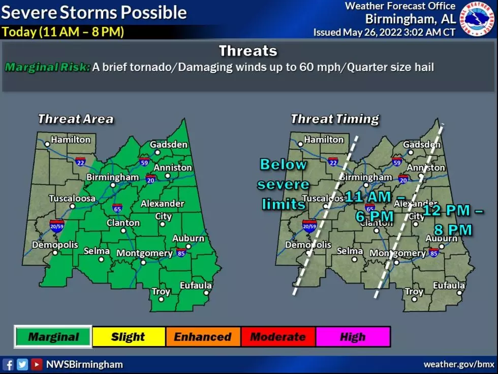Late May Severe Weather Likely for West, Central Alabama Today