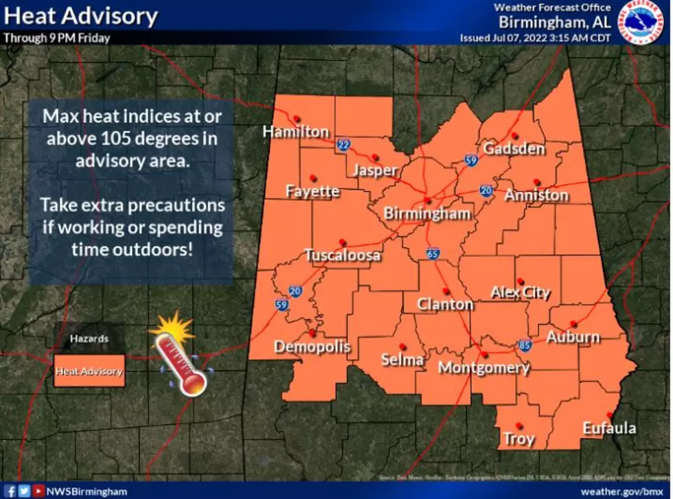 Heat Advisory Extended as Hot Days Remain for Portions of Alabama