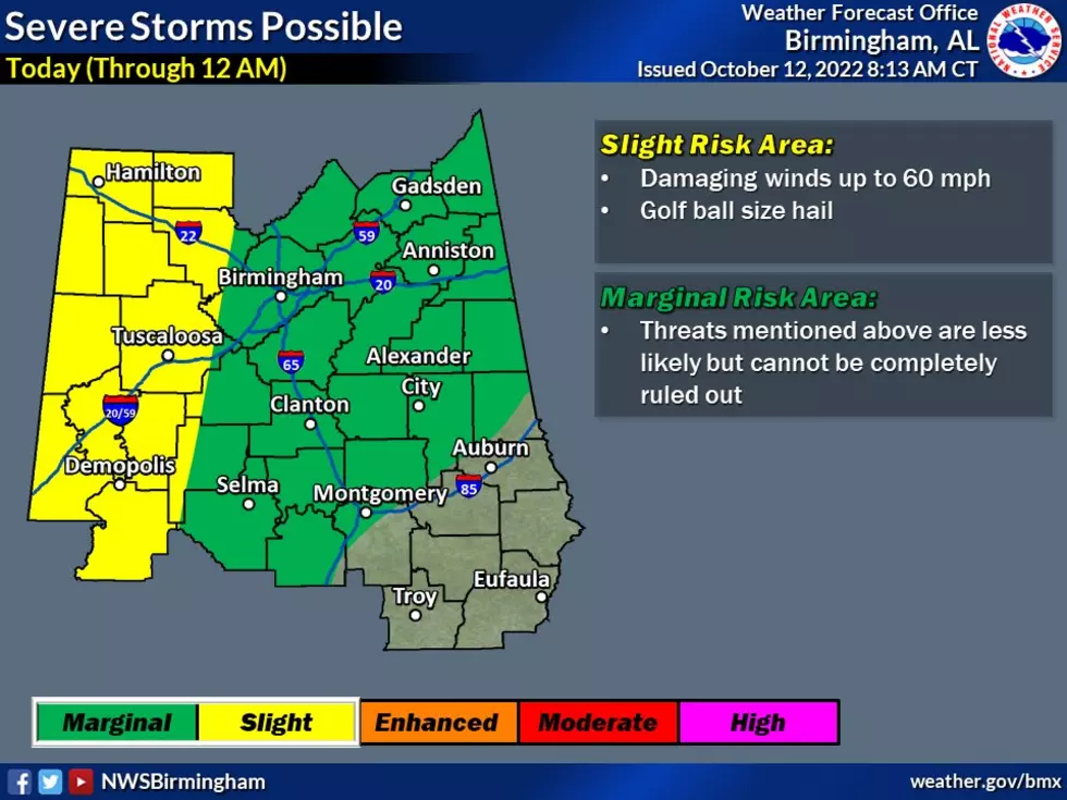 West, Central Alabama Under Marginal Risk for Severe Weather Today