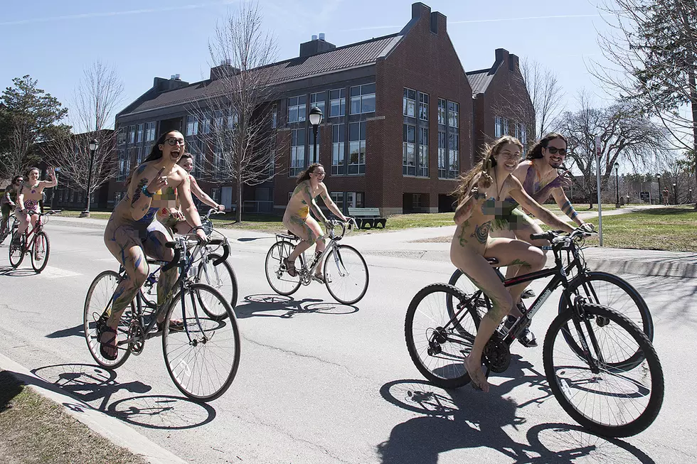 Earth Day Means Naked, Green Bicyclists at University of Maine [PHOTOS]