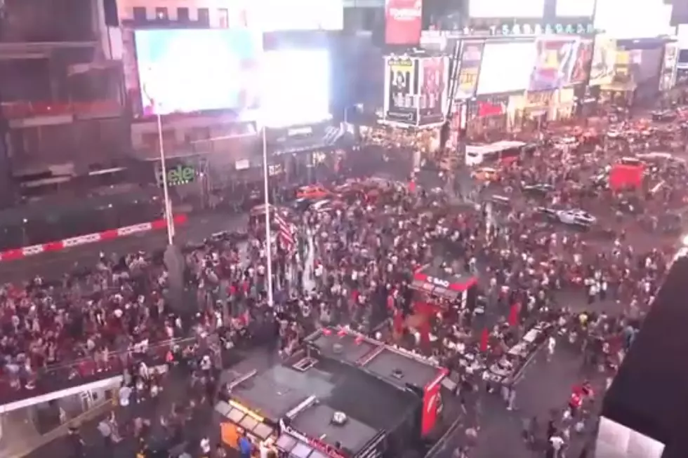 Backfiring Motorcycle Clears New York’s  Times Square
