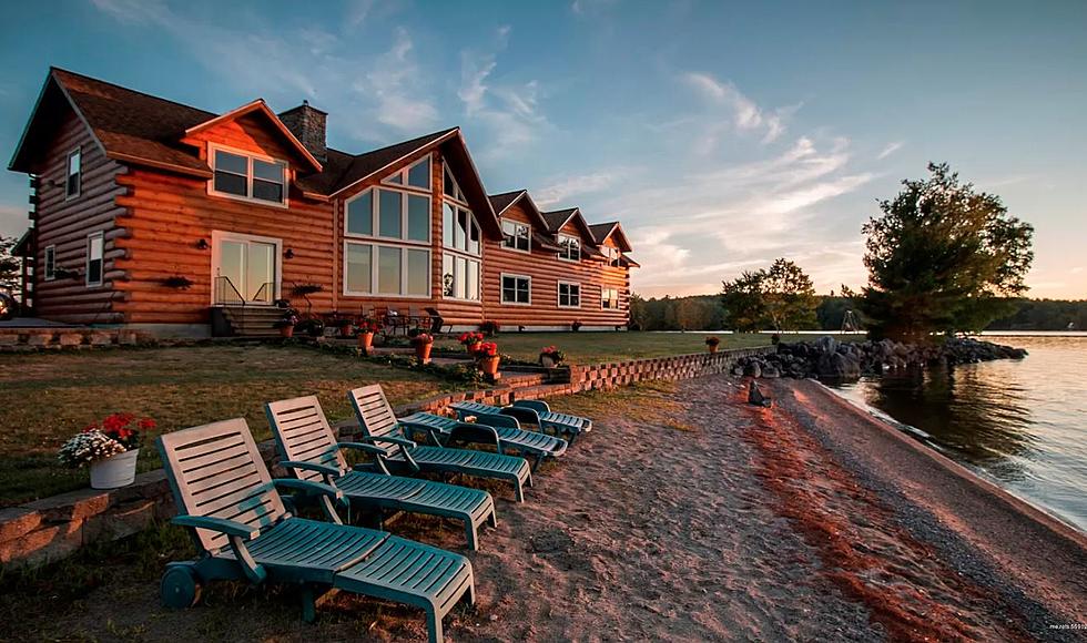 Extravagant Custom-Built Log Home in Maine Has Beautiful Views of the Lake