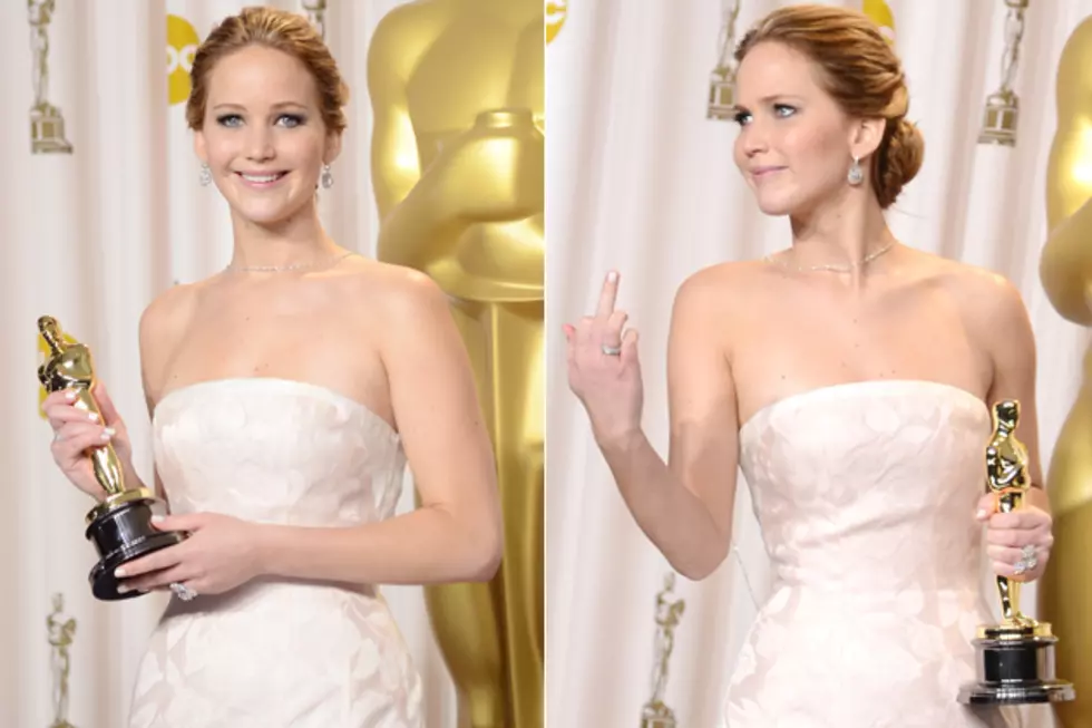 Oscars 2013 &#8211; Jennifer Lawrence Flips the Bird at the Press + Is Generally Adorbz [PHOTO, VIDEO]