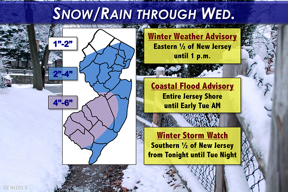 Up to 6 Inches of Snow Accumulation for NJ Through Wednesday