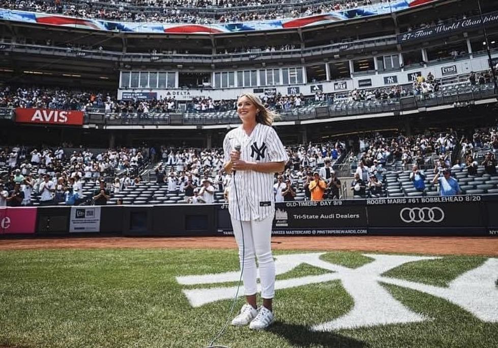 Linwood, New Jersey Pageant Queen Sings Anthem At Yankees Game