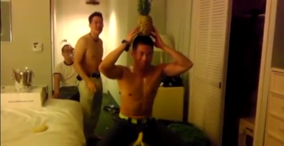 Guy Attempts to Kick Pineapple Off Friend’s Head, Fails Miserably