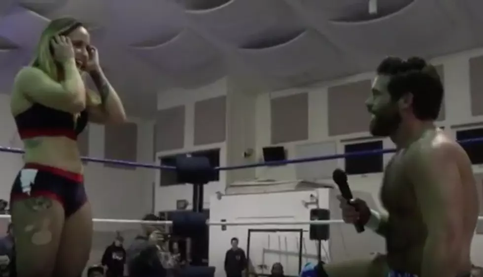 Wrestler Proposes to Girlfriend Then Pins Her During a Match