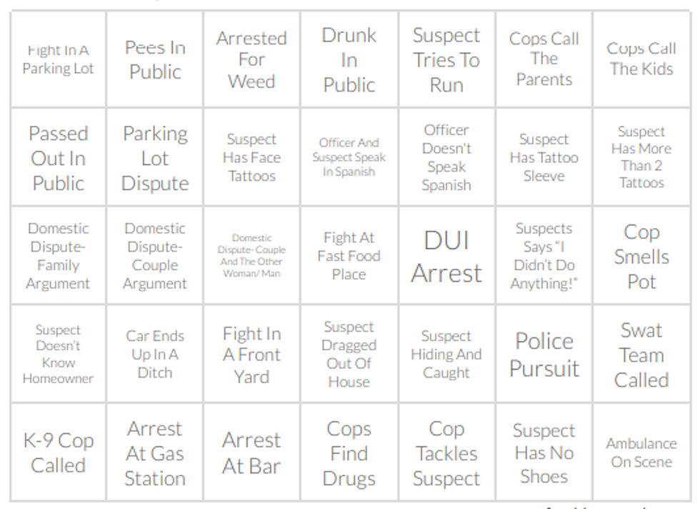This Weekend Watch Live PD And Play Live PD Bingo During The Show