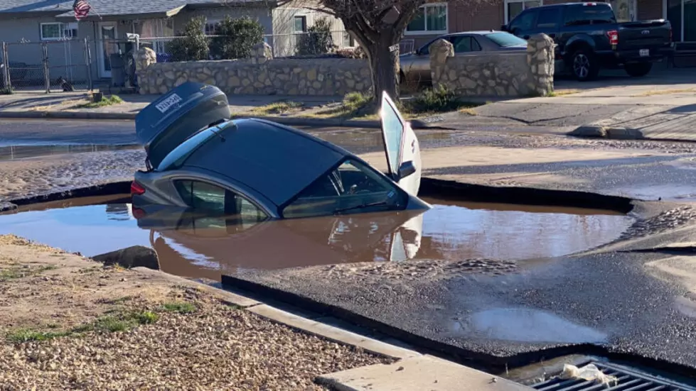Another Sinkhole Swallows Car In El Paso Due to Water Main Break