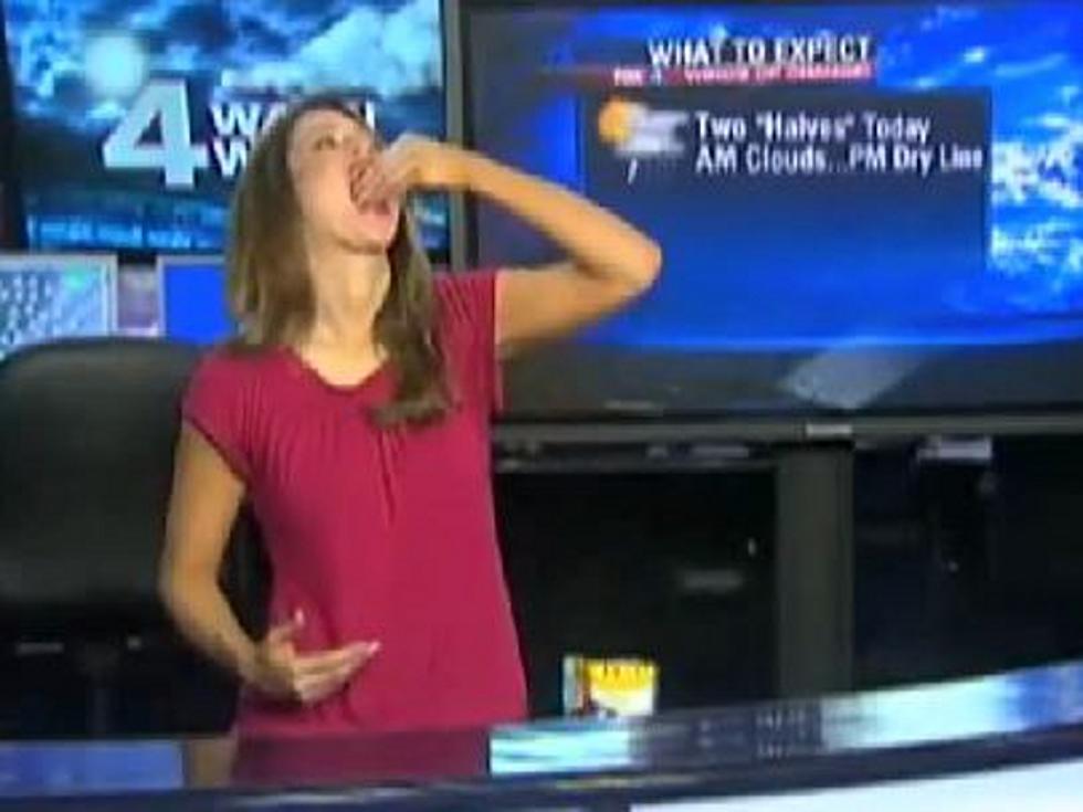 Weather Gal Caught Stuffing Her Face on Live TV [VIDEO]