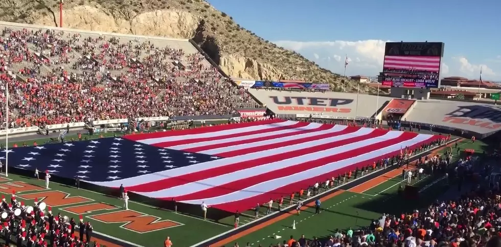 Video: Field-size Flag, Helicopter Flyover Highlight National Anthem at UTEP-Army Game
