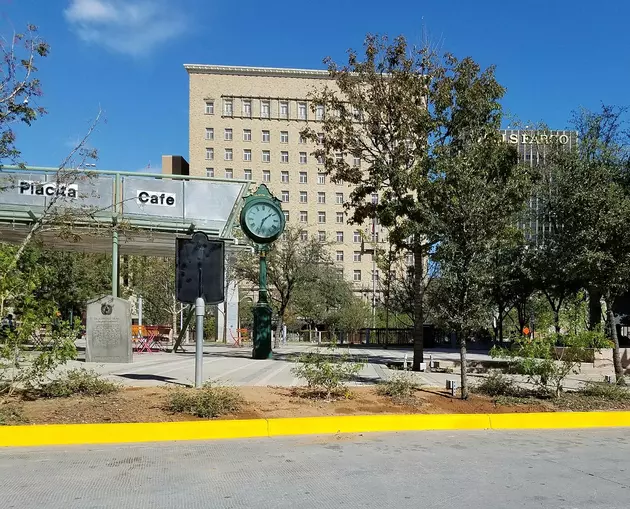Yellow Paint Around San Jacinto Plaza Reinforces &#8216;No Parking&#8217; Restriction