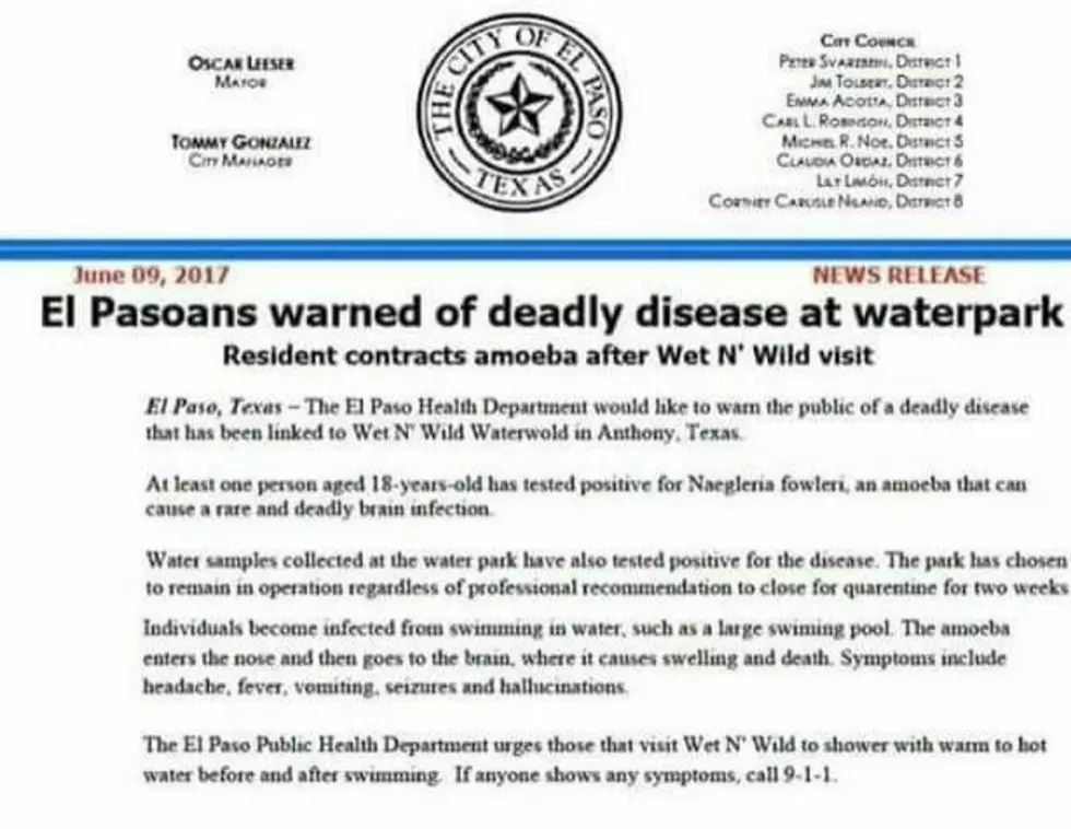 FAKE NEWS: Press Release About Wet N Wild Having A Deadly Disease In Their Waters Is False