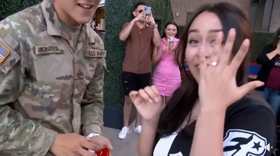 El Paso Soldier Surprises Unsuspecting Girlfriend With Heartwarming Homecoming and Ball Game Proposal