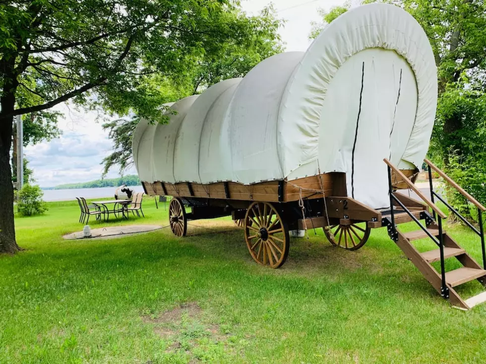 Lakeside Glamping in a Covered Wagon Near Vergas, Minnesota
