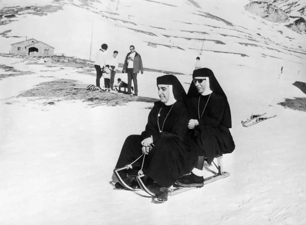 Minnesota Nuns Enjoy a Fun Snow Day Sledding in Mahtomedi