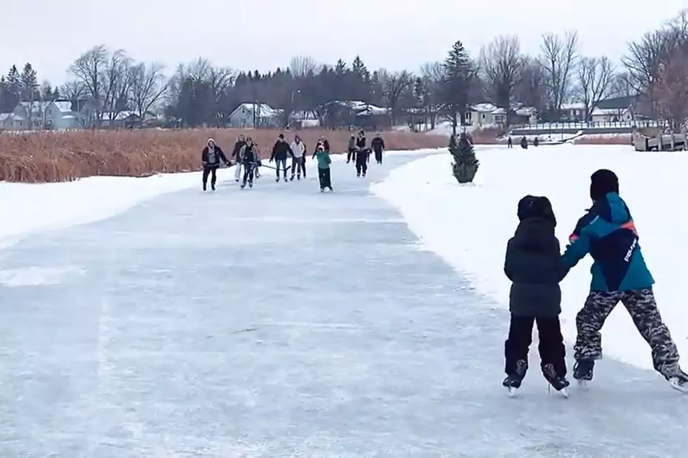 Families Come Together to Create 2-Mile-Long Ice Skating Path in Warroad, Minnesota