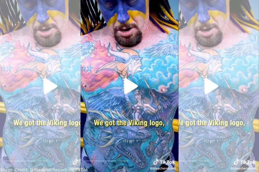 Minnesota Vikings Fan Shows Off Morbid Rival Tattoos In Video