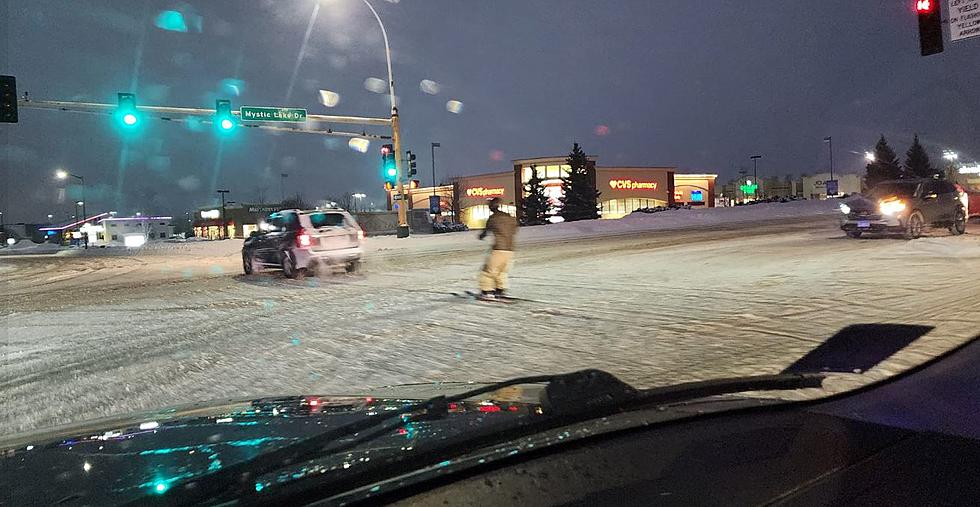 What Was This Guy Thinking?! Skiing Behind A Car During A MN Blizzard?