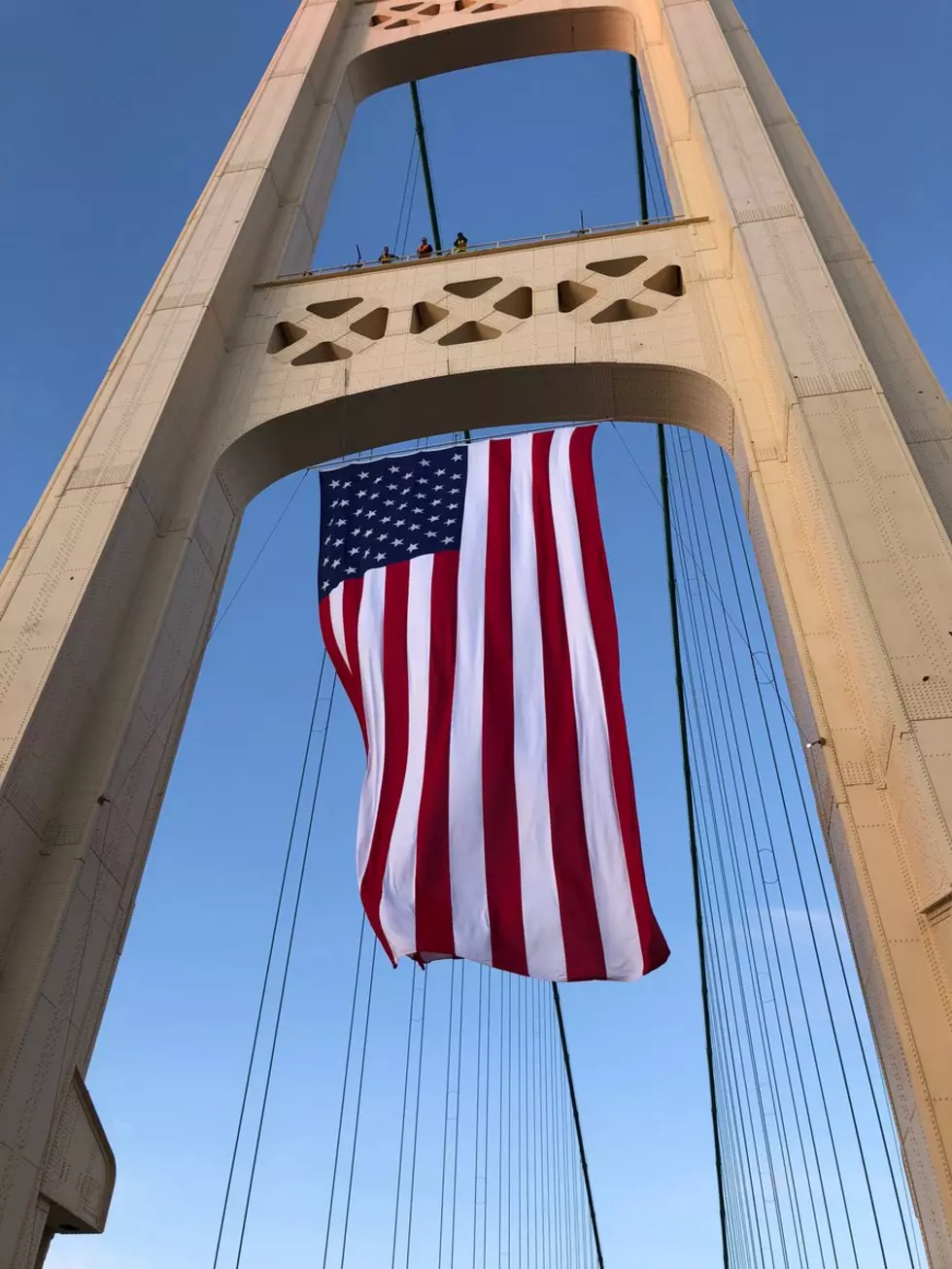 Giant American Flag, Mackinac Bridge; Will Democrats Protest?