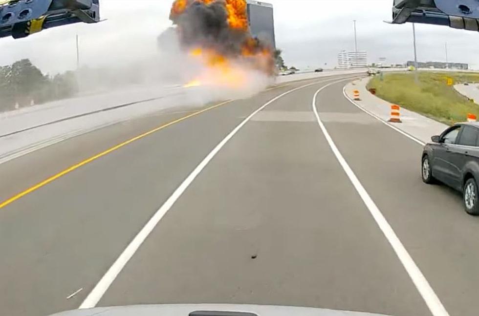 Death Defying Fuel Tanker Explosion on Michigan Interstate is Caught on Video