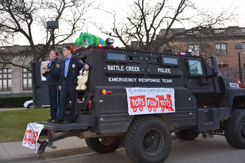 The U.S. Marines And Battle Creek Police Roll Into Downtown Battle Creek