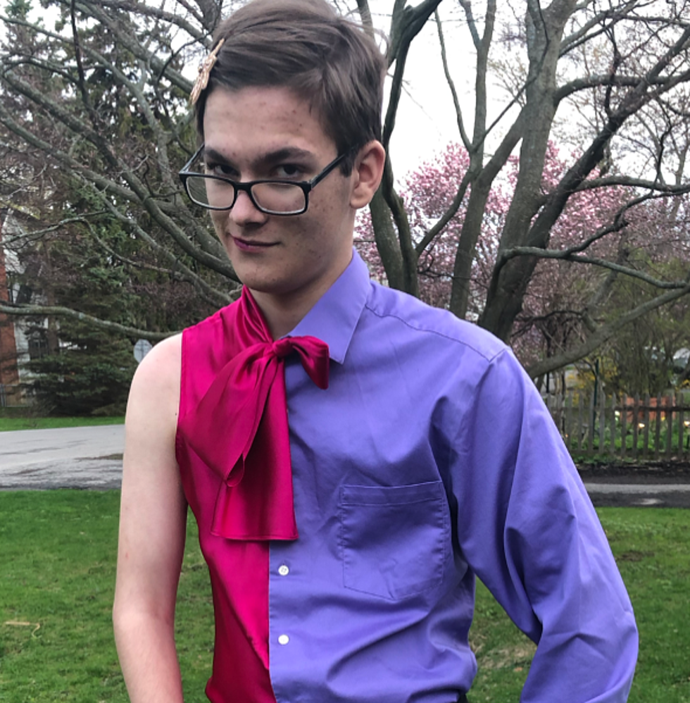 Dateless Teen Goes to Prom Alone Wearing Half Suit, Half Dress