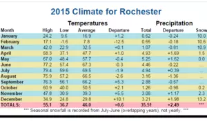 Rochester Experienced 8th Warmest Year in 2015