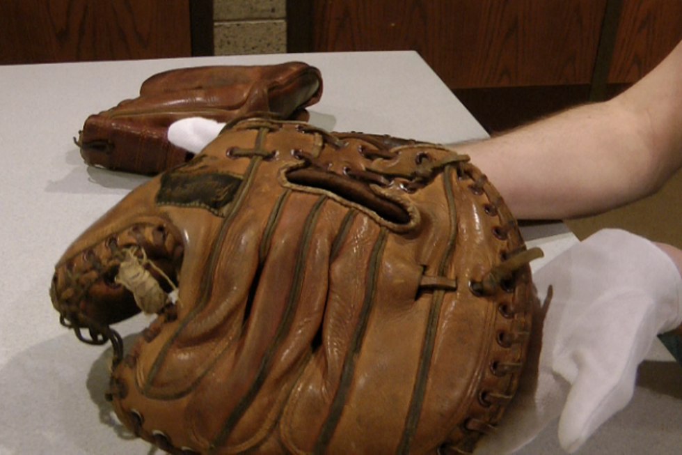 1940’s Era Baseball Gloves From Avon Some ‘Interesting Artifacts’ At Stearns Museum [VIDEO]