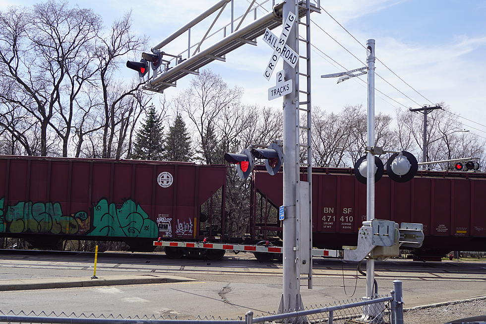 Stalled BSNF Train Blocking Rail Crossings in East St. Cloud