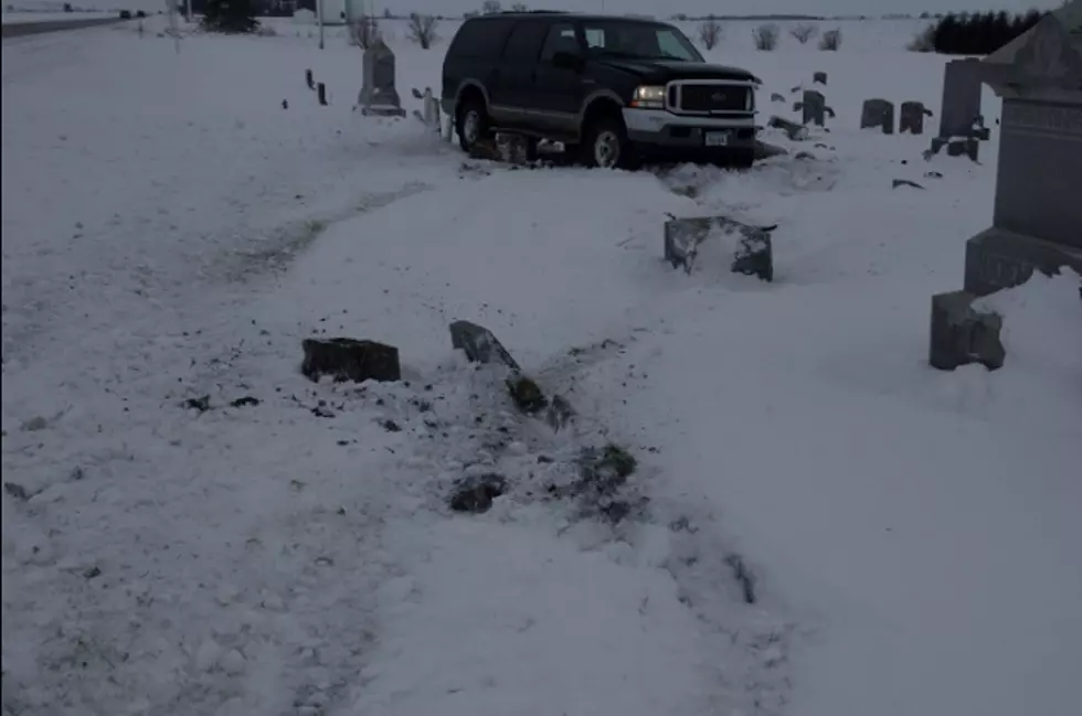 Vehicle Slides Off Road Into Northeast Iowa Cemetery [PHOTOS]