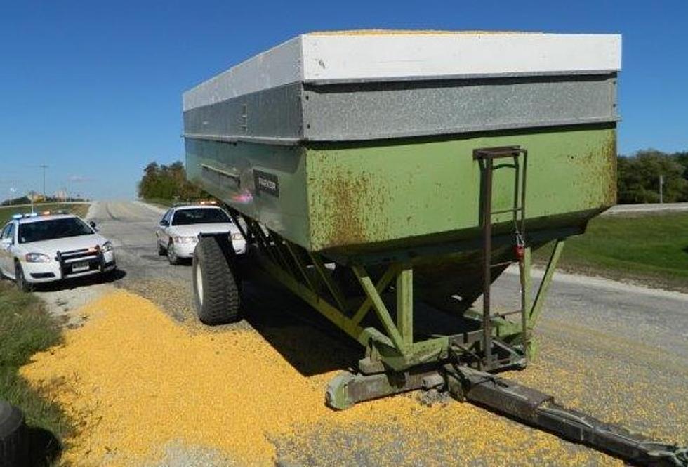 Grain Trailer Spills Corn after Axles Break