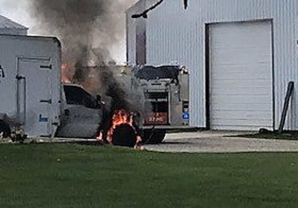 Delivery Truck Consumed in Fire, Driver Not Hurt