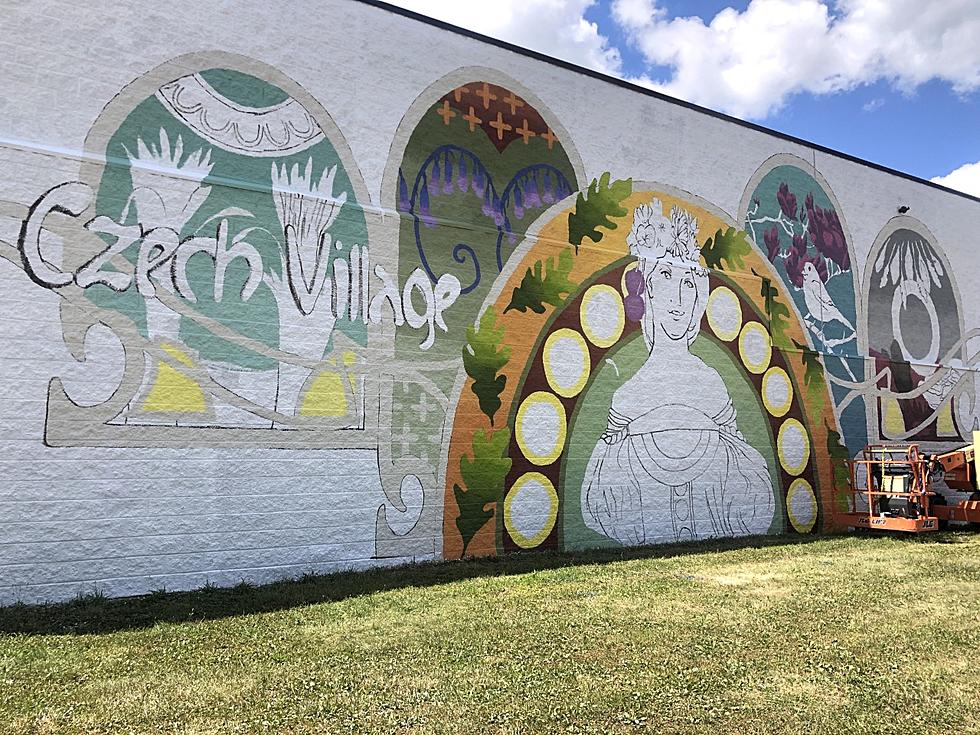 Beautiful Mural Being Painted in the Czech Village