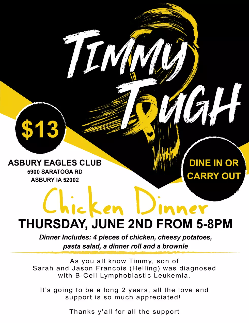 Asbury Eagles Club Hosting “Timmy Tough” Fundraiser