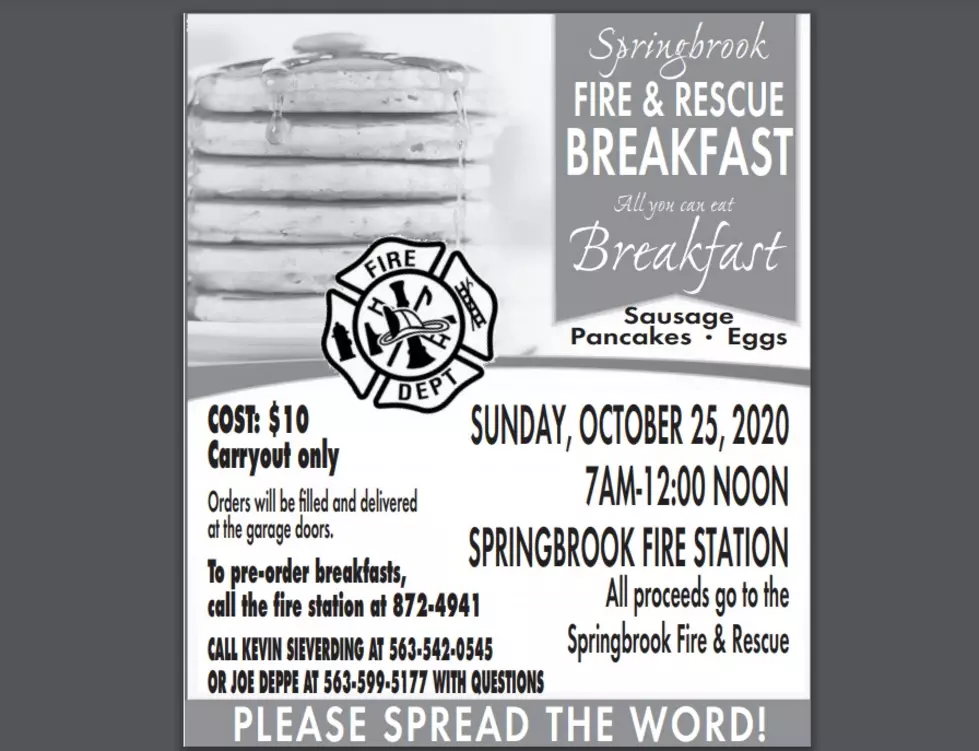 Springbrook Fire & Rescue Pancake Breakfast October 25