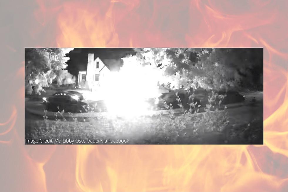 Outdoor Camera Captures Someone Lighting A Van On Fire In Minneapolis