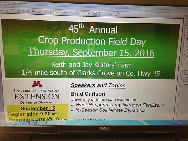 45th Annual Crop Production Field Day is Today