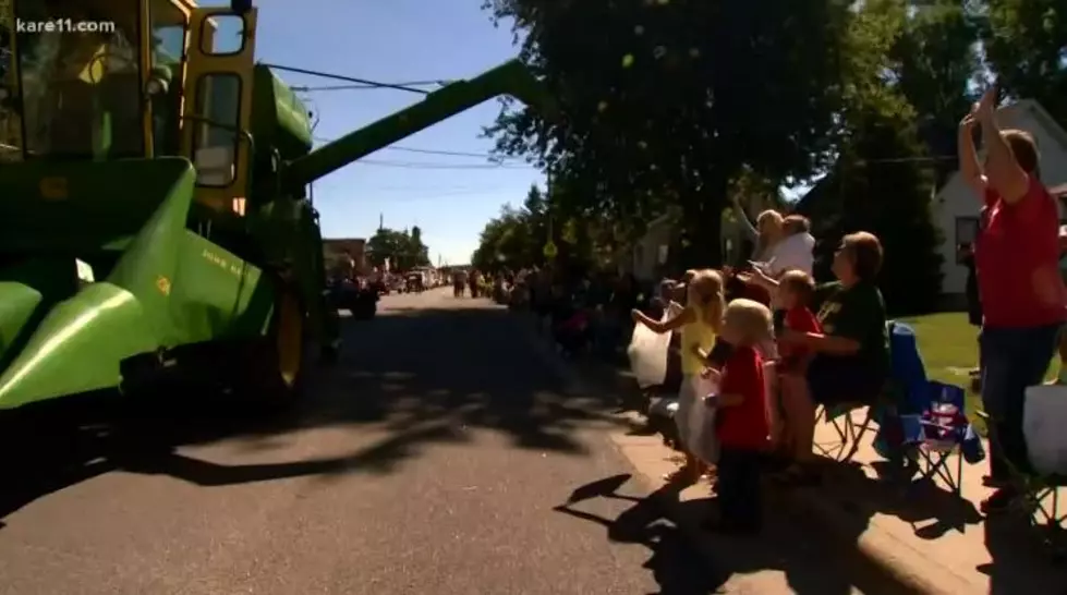 Minnesota Farmer’s Combine Becomes Candy Dispenser at Parades