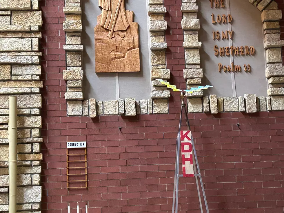 Front of Trinity Lutheran Church Faribault Special Mini-Radio Tower Honoring 75 years of Spreading the Good News. Photo by Gordy Kosfeld
