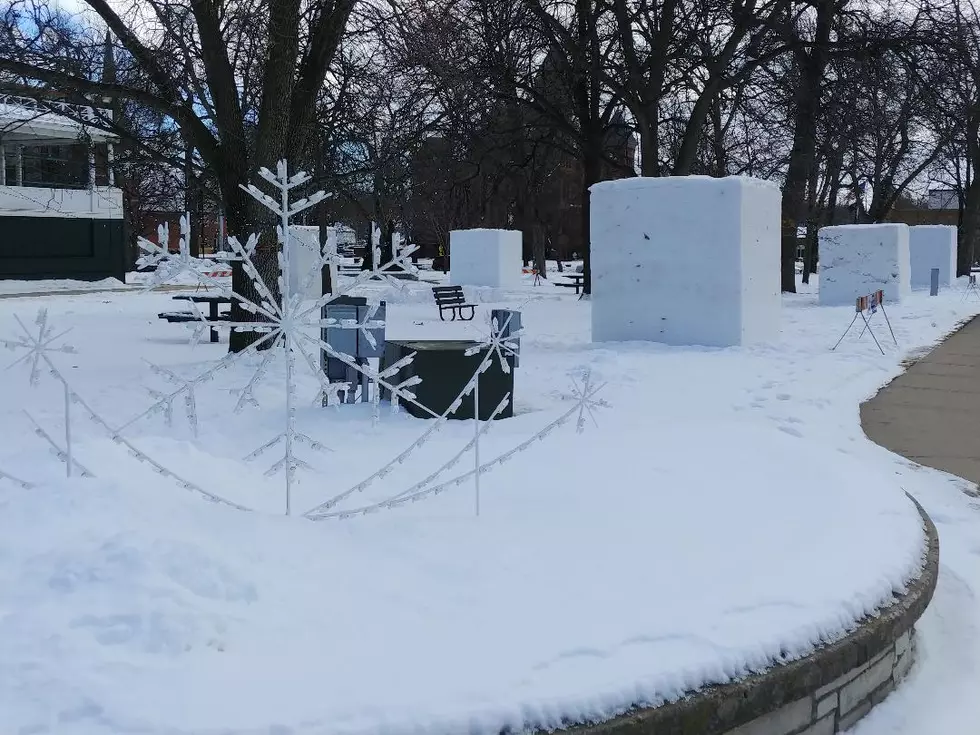 Snow Monoliths Appear in Owatonna’s Central Park