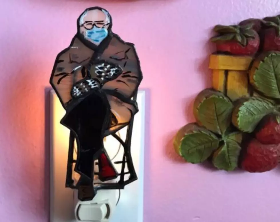 Michigan Stained Glass Maker Selling Bernie Mittens Meme Nightlight