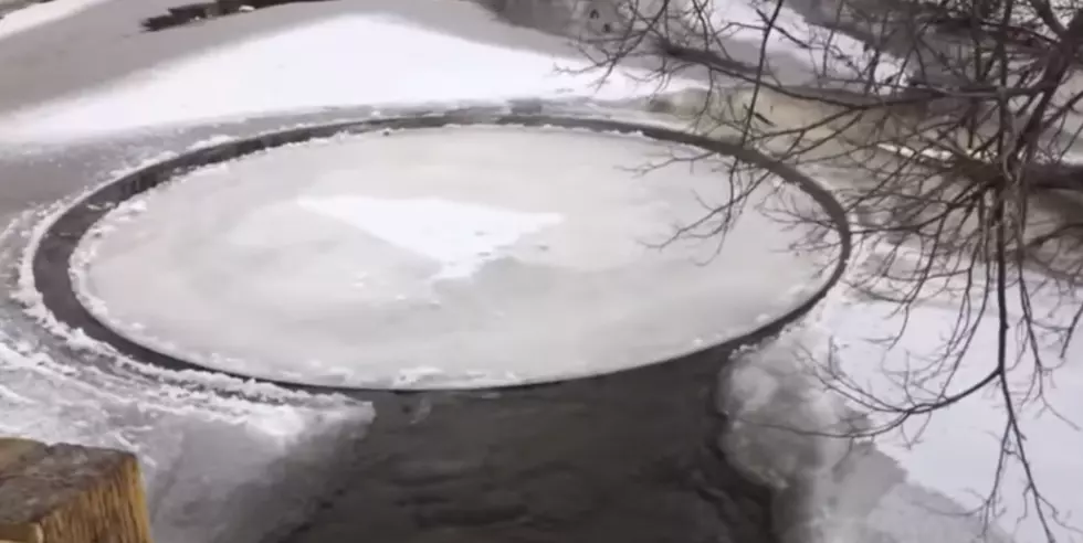 This Spinning Ice Disk on a Michigan River is Amazing