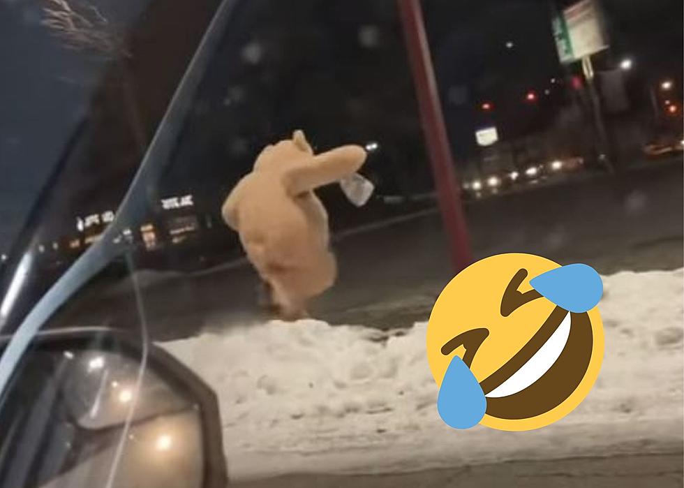 Giant Teddy Bear Seen Getting Rally’s In Burton, Michigan