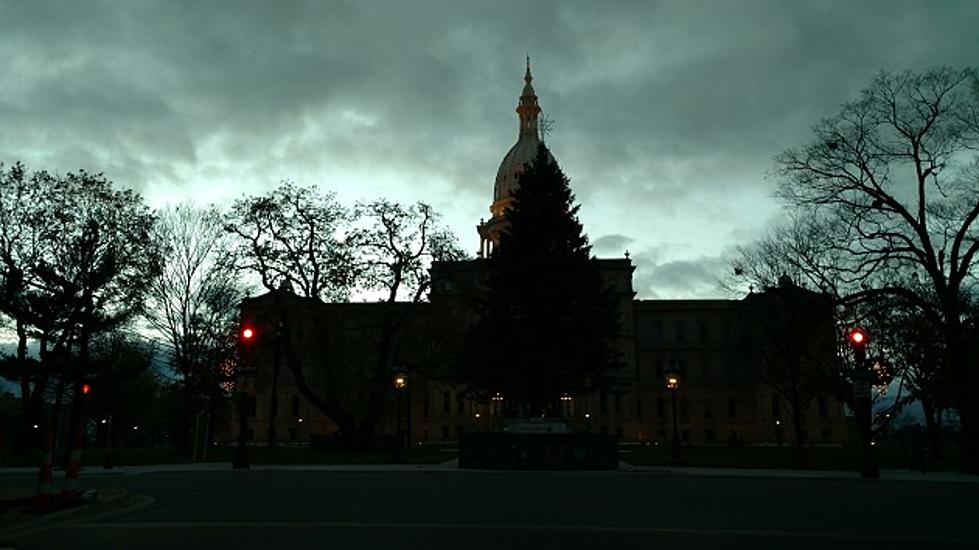 State Christmas Tree Dark in Downtown Lansing