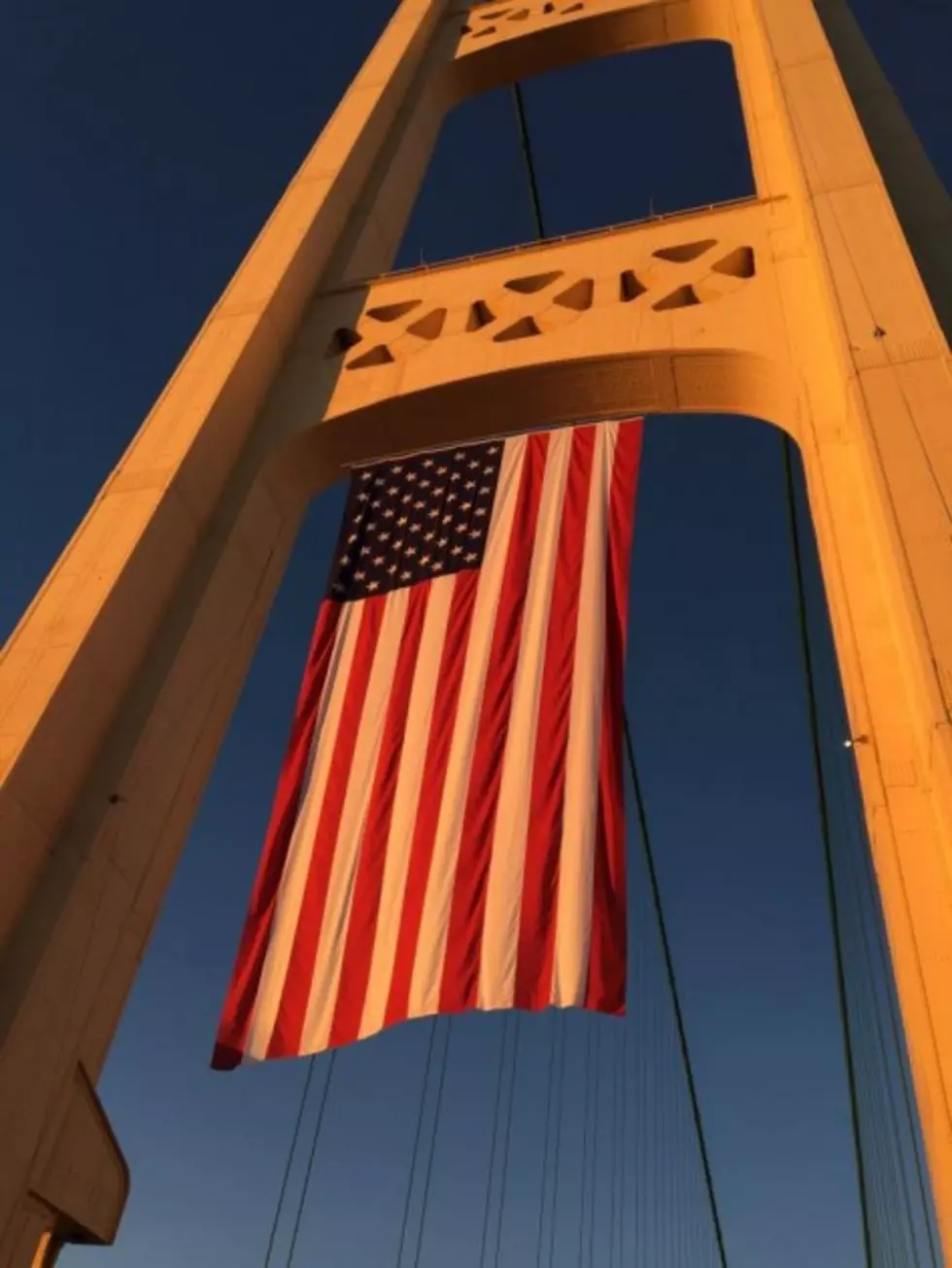 Mackinac Bridge Displays Huge US Flag for Independence Day