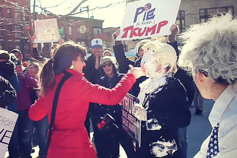 WATCH: Bernie Sanders Supporters Pie “Trump” in the Face in Portland, Maine