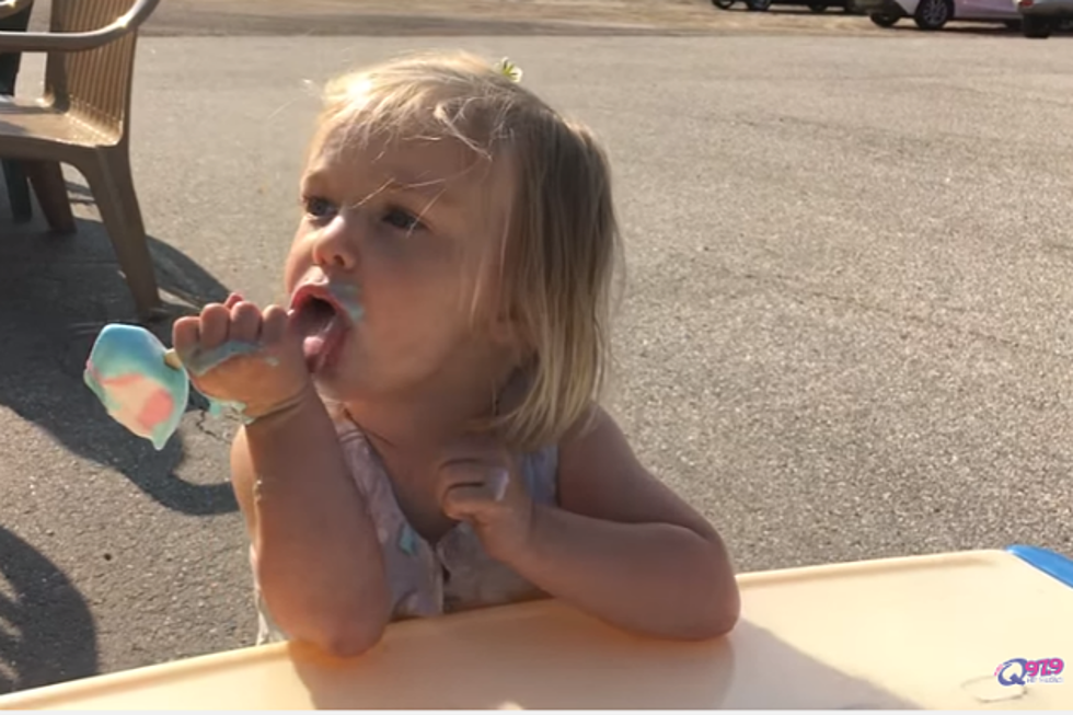 Cute Girl's Messy Ice Cream